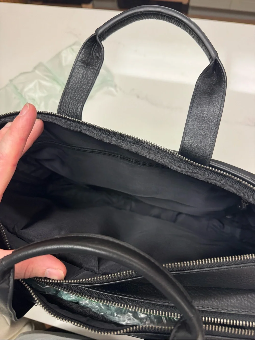 Bosca Pebbled Black Leather Briefcase